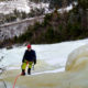 Ice climbing on one of the Grafton Notch slabs. Photo by Robert Hall.