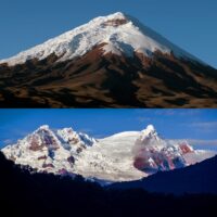 Cotopaxi and Antisana volcanoes in Ecuador.